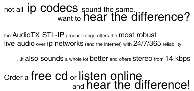 highest quality audio on any IP codec from AudioTX STL-IP